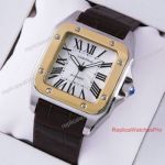 Cartier Santos 100 XL Replica 2-Tone Leather Band Automatic Mens Watch